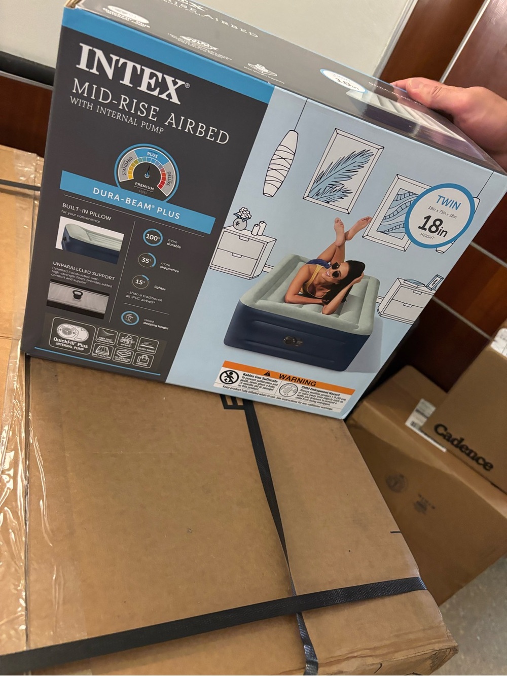 Intex Mid-Rise Airbed Twin with Internal Pump - UNOPENED BOX